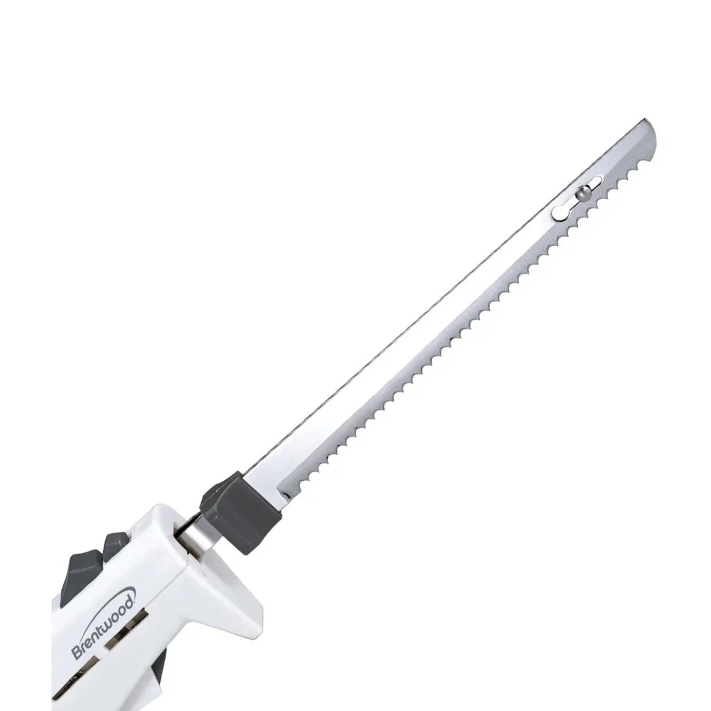 Brentwood TS-1010 Electric Carving Knife 110W White 7in Serrated SS Blades NEW